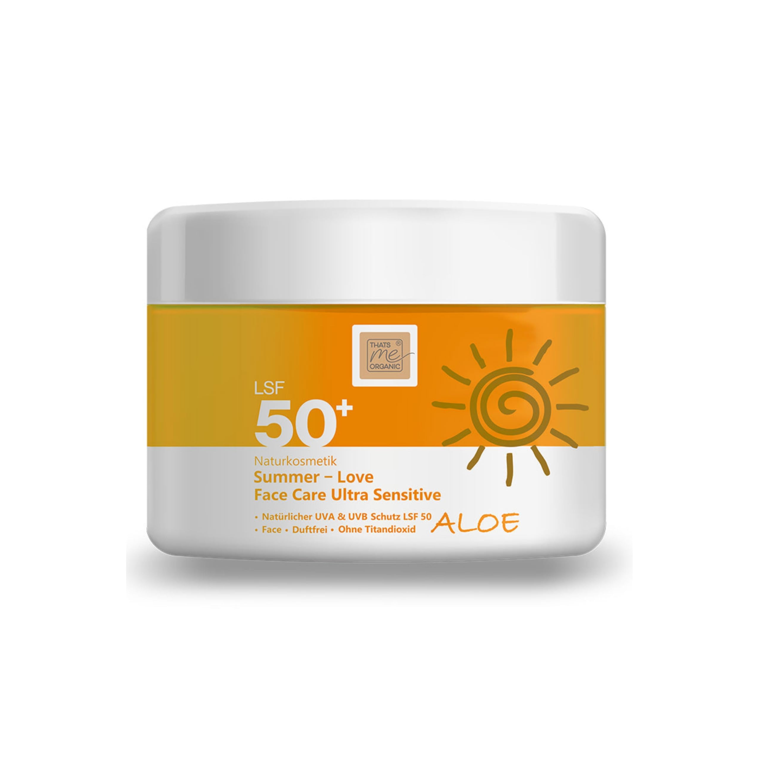 Thats me organic Bio Sonnenschutzcreme LSF50 (50 ml) – Sonnenschutz Gesicht, wasserfest und ideal für empfindliche Haut – NATRUE Bio-zertifizierte Sonnencreme Gesicht – Vegan