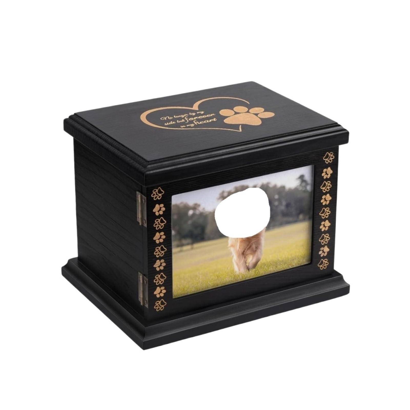 Urn for Ash, Pet Urns Wooden Keepsake Urn Box For Memorial Cremation Human Ashes Container(Black)