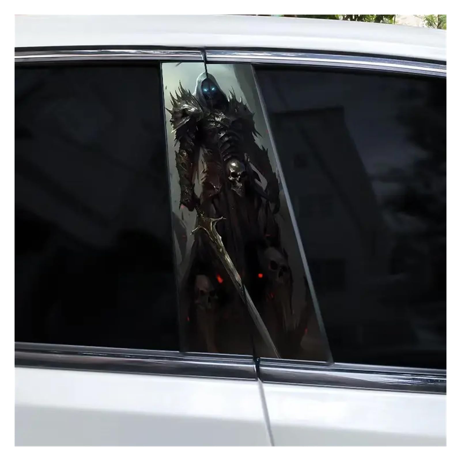 Car Side Decals 2pcs Horror Skull Car Stickers Center Column Decal DIY Decoration Door Pillar(Style G)