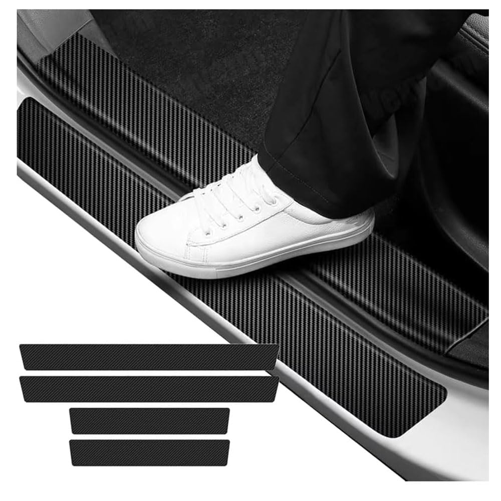 CKLXYQT Car Door Sill Protector for Toyota Aygo 2005-2022 2023 2024 2025 AB10 AB40, 3D Textured Black Scuff Plate Guard Anti-Scratch Edge Trim Sticker Pack Of 4