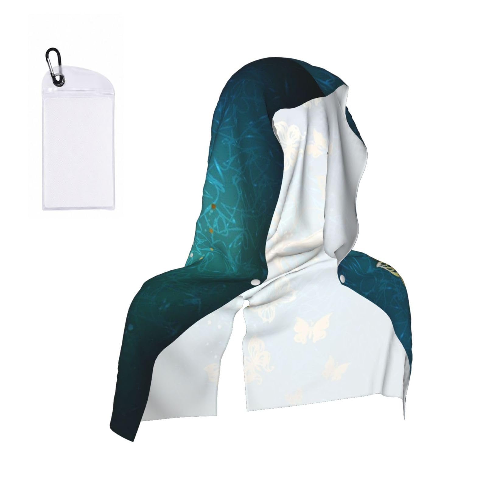 SATUSA Butterfly Print Cooling Hoodie Towel, Cooling Towels For Neck And Face, Quick Drying Absorbent Cooling Head Towel Beach Camping Gym Construction(2pcs)