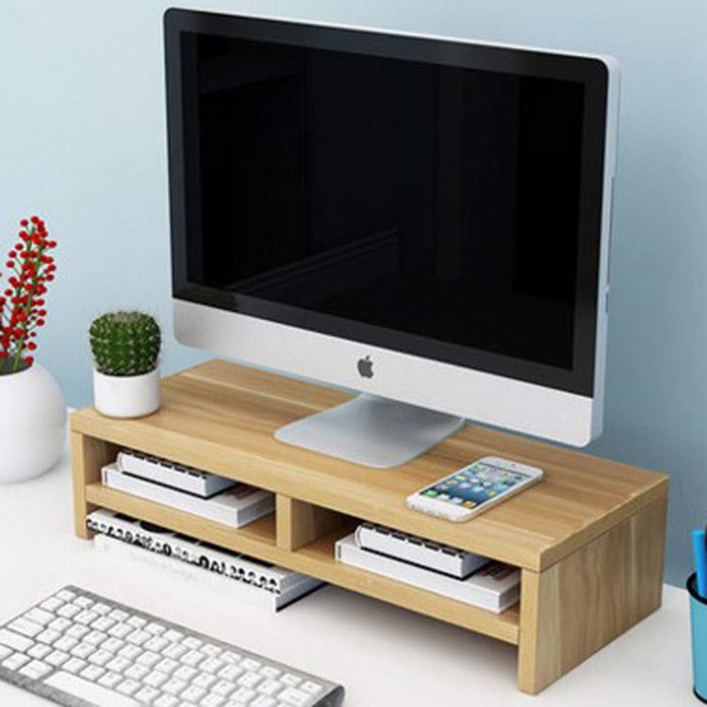 Supporto Per Monitor A Forma Di Biscotto In Legno - Ergonomico, Altezza 8,1 Cm, Portata 20 Kg, Bianco - 3