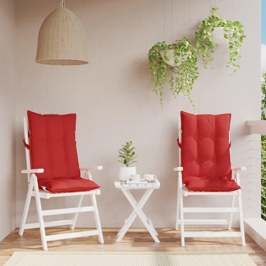 vidaXL Lot de 2 Coussins de Chaise à Dossier Haut, Galette de Siège Imperméable, Coussin d'Extérieur Anti-Glissement Jardin Terrasse, Rouge Tissu Oxford