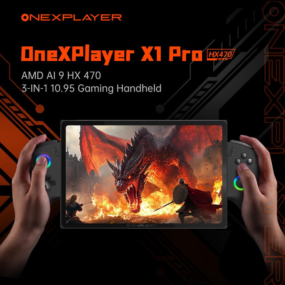 OneXPlayer X1 Pro 3 en 1 de mano para juegos con Ryzen AI 9 HX 470, gráficos Radeon 890M, pantalla táctil de 11 pulgadas, 2.5K 120Hz, teclado, gamepad desmontable, para juegos y trabajo AAA (32 GB