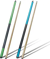 Conjunto de 2 bastões de sinuca profissionais de madeira de bordo canadense de 147 cm - Bastões de sinuca para mesa de sinuca - Ponta de couro macio de várias camadas - Bastões de piscina