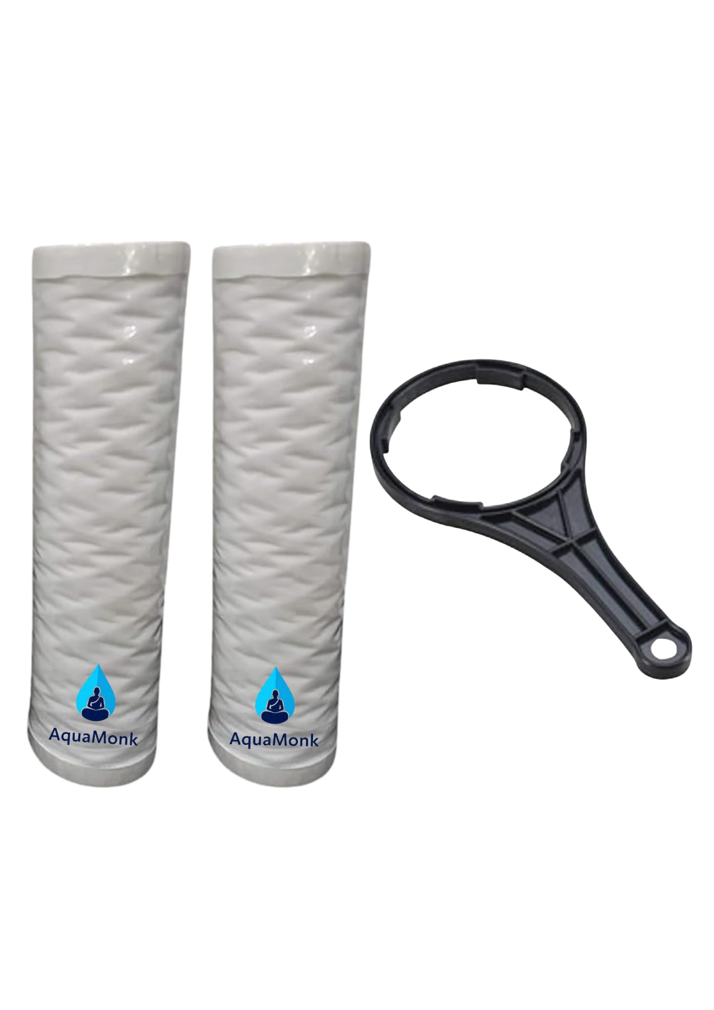 10'' Pre-Filter Cartridge Suitable for Kent POWP-Sediment Filter 10'' Thread WCAP | Made for All Kent RO, UV Water Purifiers | Spun Filter PP Candle Solid Filter Cartridge (Pack of 2) with Spanner