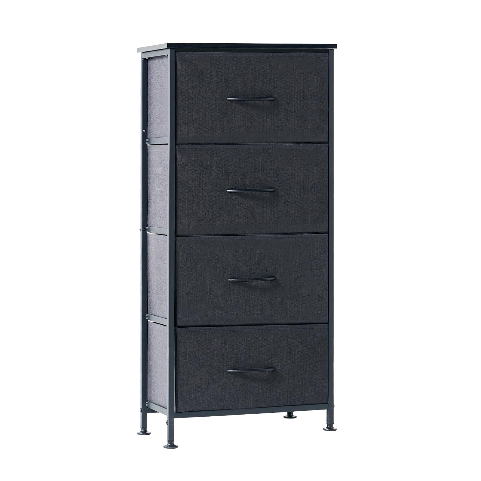 4-Drawer Storage Cabinet, Bedside Dresser for Bedroom, Dark Gray