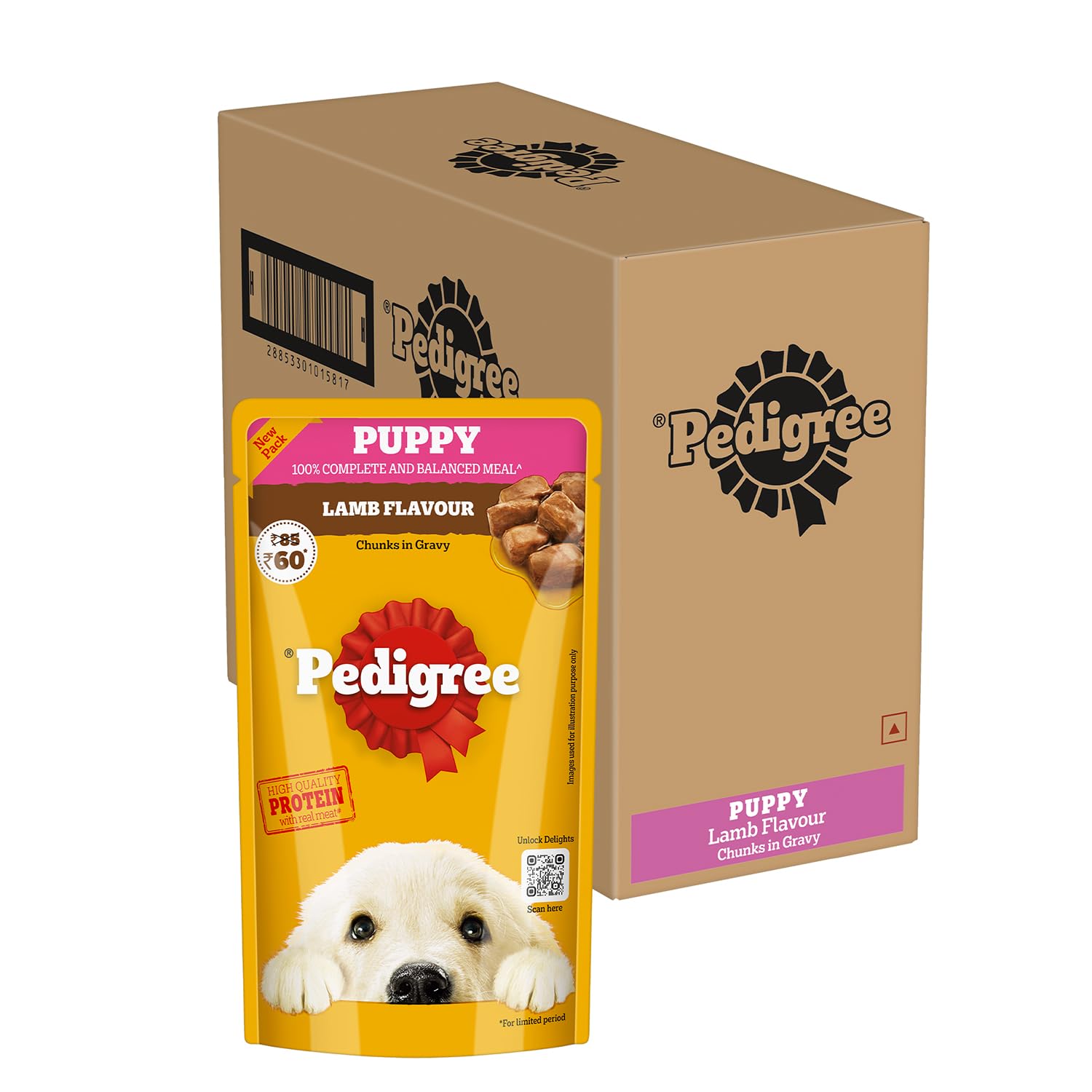 Pedigree Puppy Wet Dog Food, Lamb Flavour Chunks in Gravy, 130 g (Pack of 12), Made with Real Meat Protein, 100% Complete & Balanced Meal for Puppies (B0DFHGY88J) Amazon Price History, Amazon Price Tracker