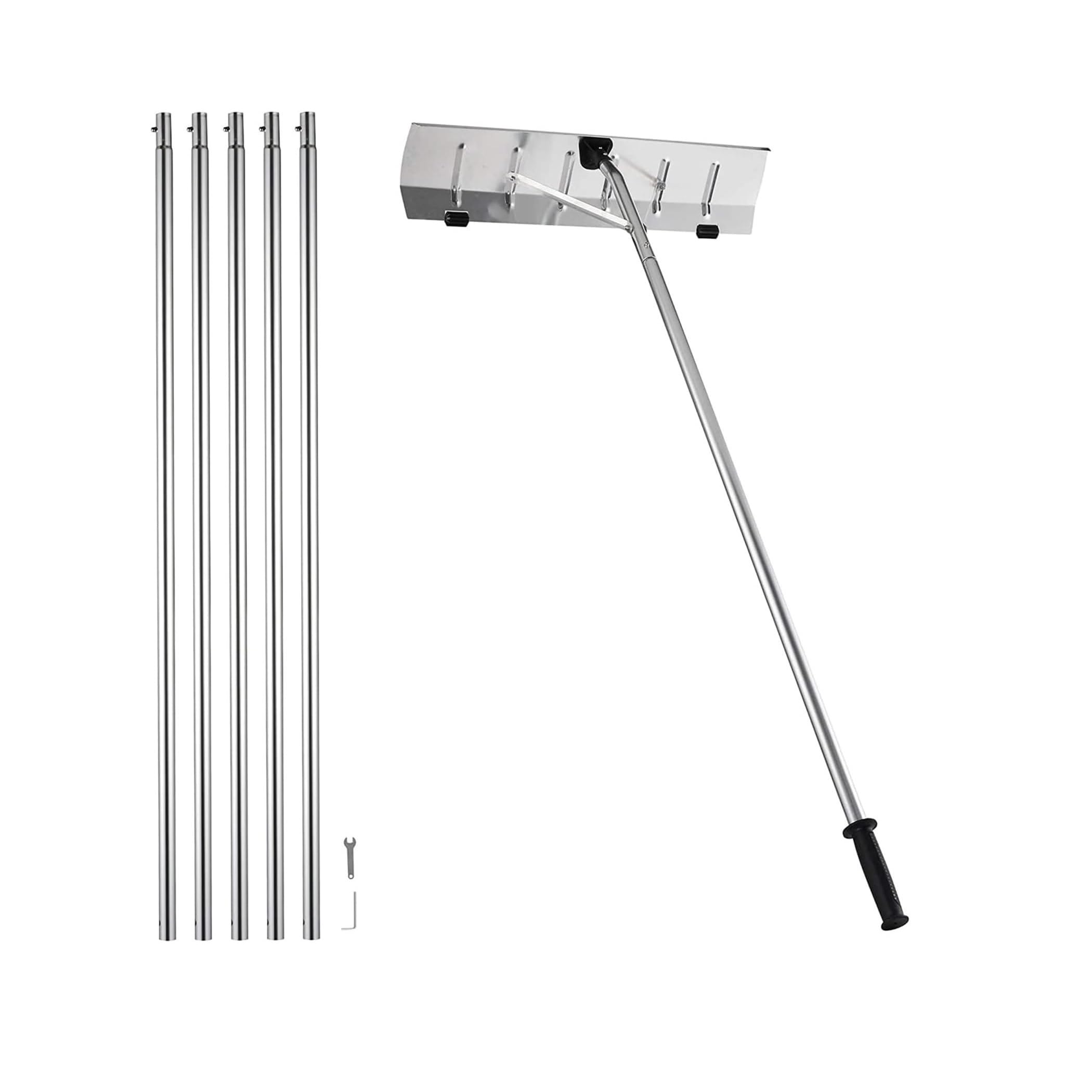 Générique Râteau à Neige réglable en Aluminium de 21 Pieds, Pelle à Neige légère et antirouille avec 5 Sections Extensibles, Lame de 63 cm