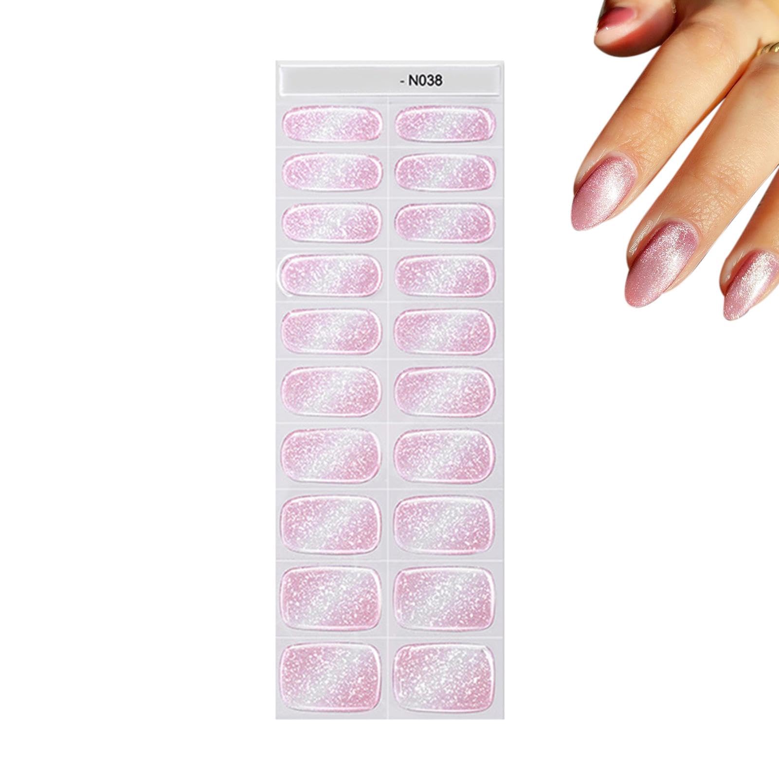 Adesivi per unghie | Adesivi per unghie glitterati per smalto gel | Strisce di smalto gel semi indurite con lampada a specchio glitter adesivi per smalto gel per unghie adatti per tutte le