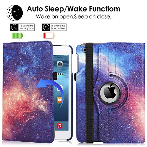 Ipad Mini 1/2/3 Case - 7.9 In 360 Degree Rotating Stand Case Cover With Auto Sleep/Wake Feature For Ipad Mini 1/Ipad Mini 2/Ipad Mini 3 (Galaxy) #TOP2