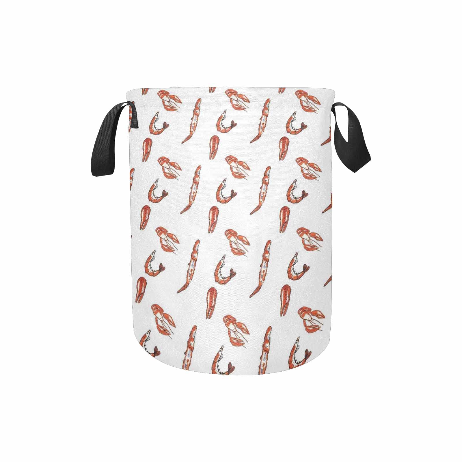 InterestPrint Colorful Shrimps And Lemons Laundry Basket with Handles, Laundry Cart Baskets Dirty Clothes Hamper Tall Laundry Bags Storage Basket Stands Up Well 13.8x16.5inch