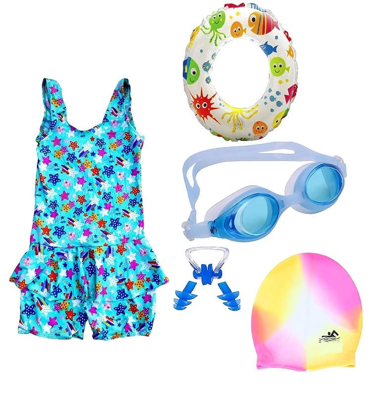 LEBAMI Premium Girls Swimming Kit with Swimming Costume Swimming Goggles Swim Ring Swimming Cap Ear Plug and Nose Plug Multicolour (B0B6JGGMX5) Amazon Price History, Amazon Price Tracker