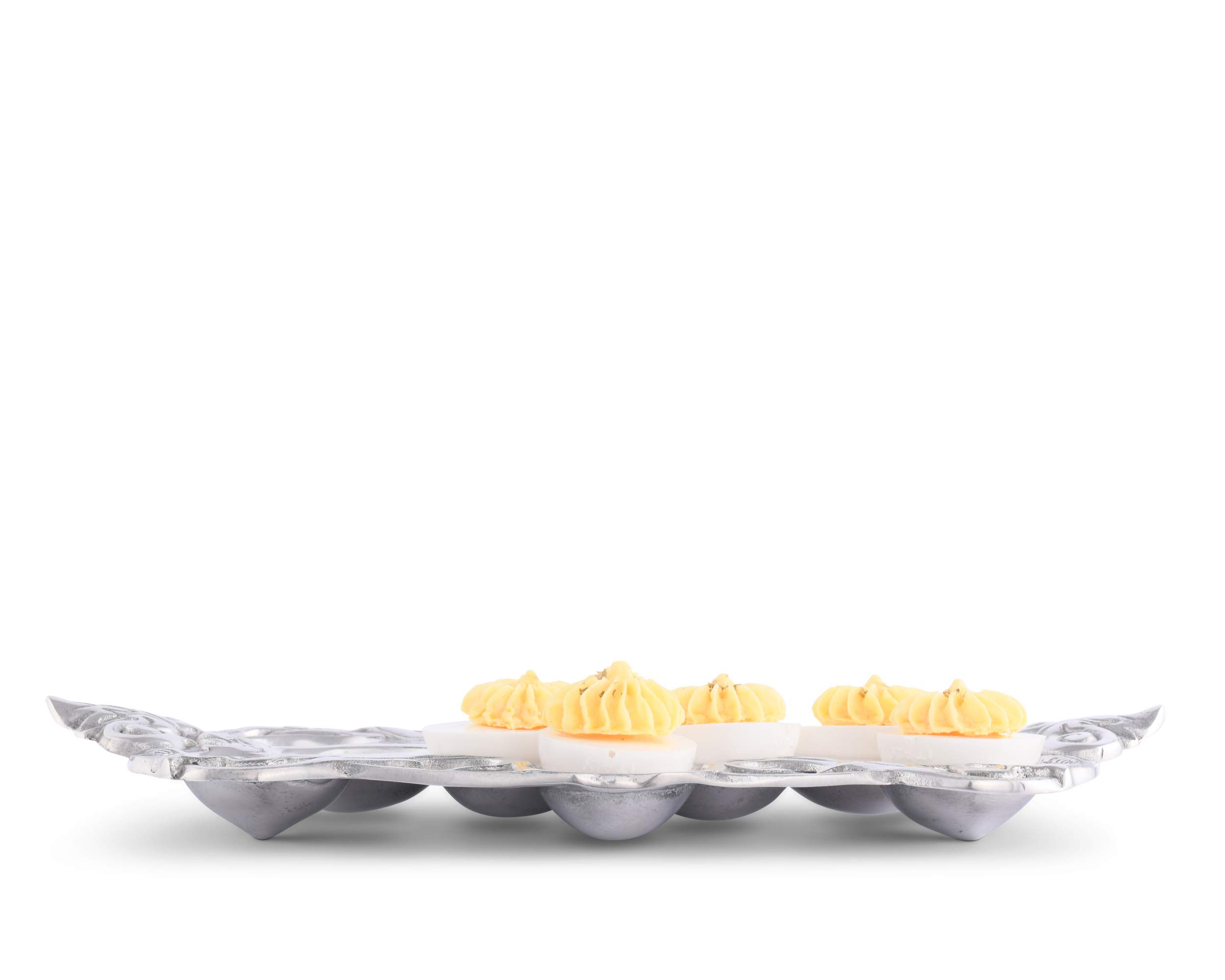 Arthur Court Designs Aluminum Fleur-De-Lis Deviled Egg Holder Container 13 inch x 8 inch