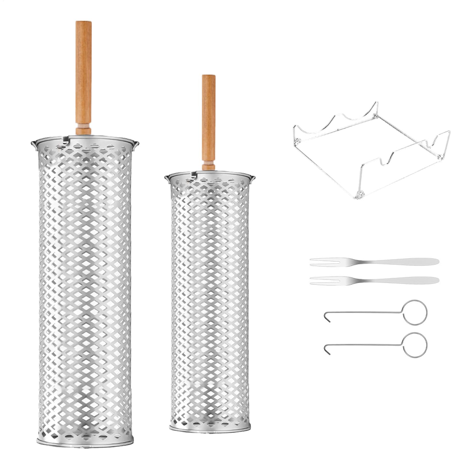 Cesta para barbacoa portátil con red de parrilla de acero y ruedas