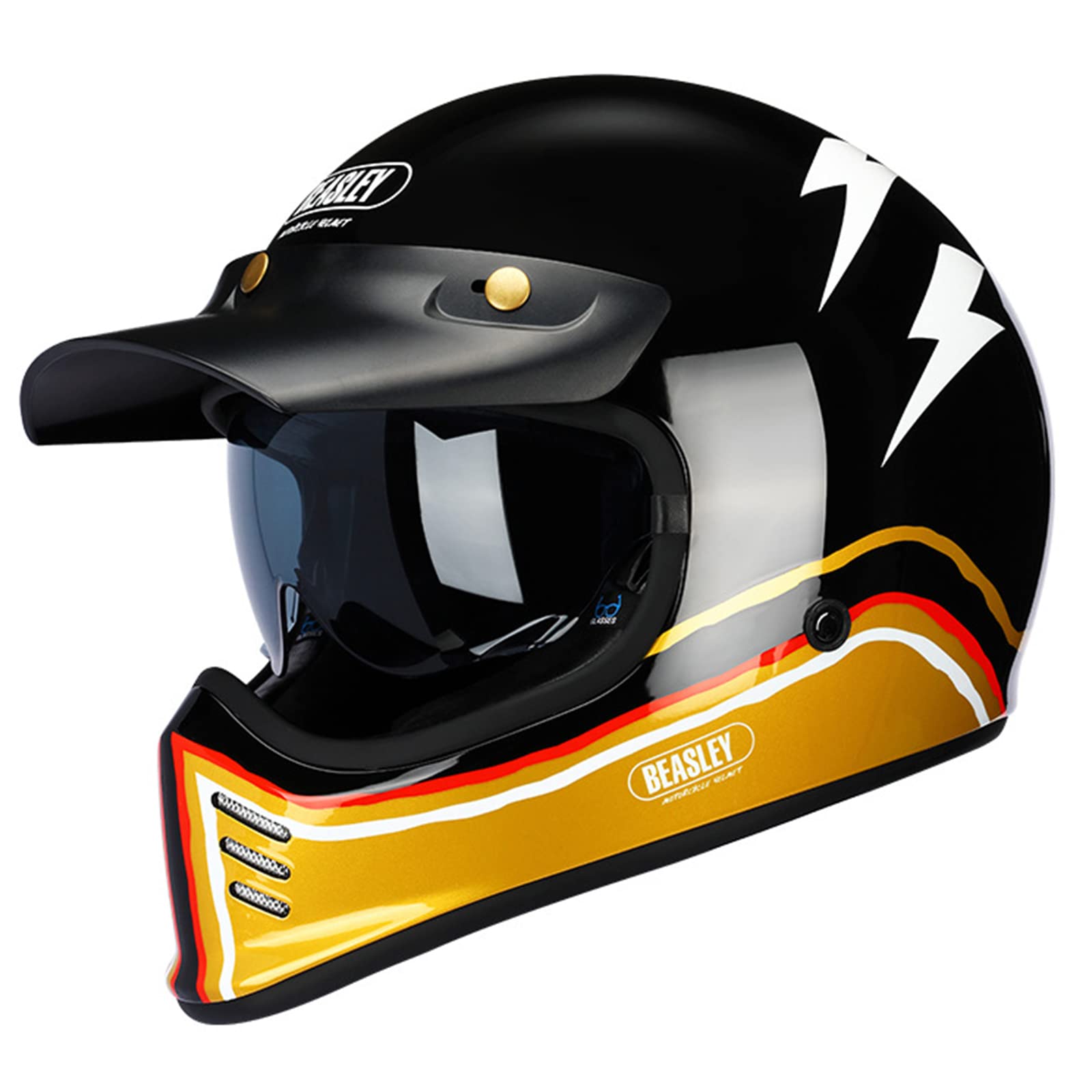 Retro Classic Full Face Motorcycle Helmet, DOT ECE Approved Street Bike Helmet With Sun Visor, Unisex-Adult Cafe Racer ATV UTV Scooter Helmets,Black Goggles,M - View #2