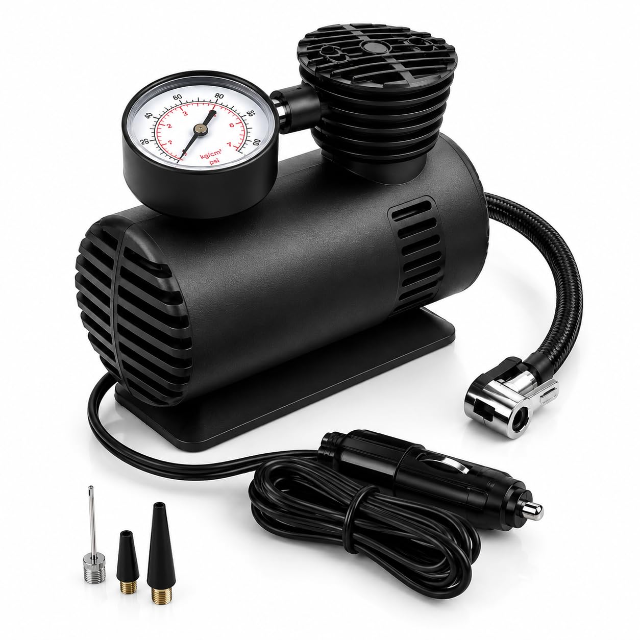 Portable Car Tyre Inflator 12V DC Air Compressor Pump with Pressure Gauge | 12V DC Power, Heavy Duty, For Car Tyres, Air Pump-image-8