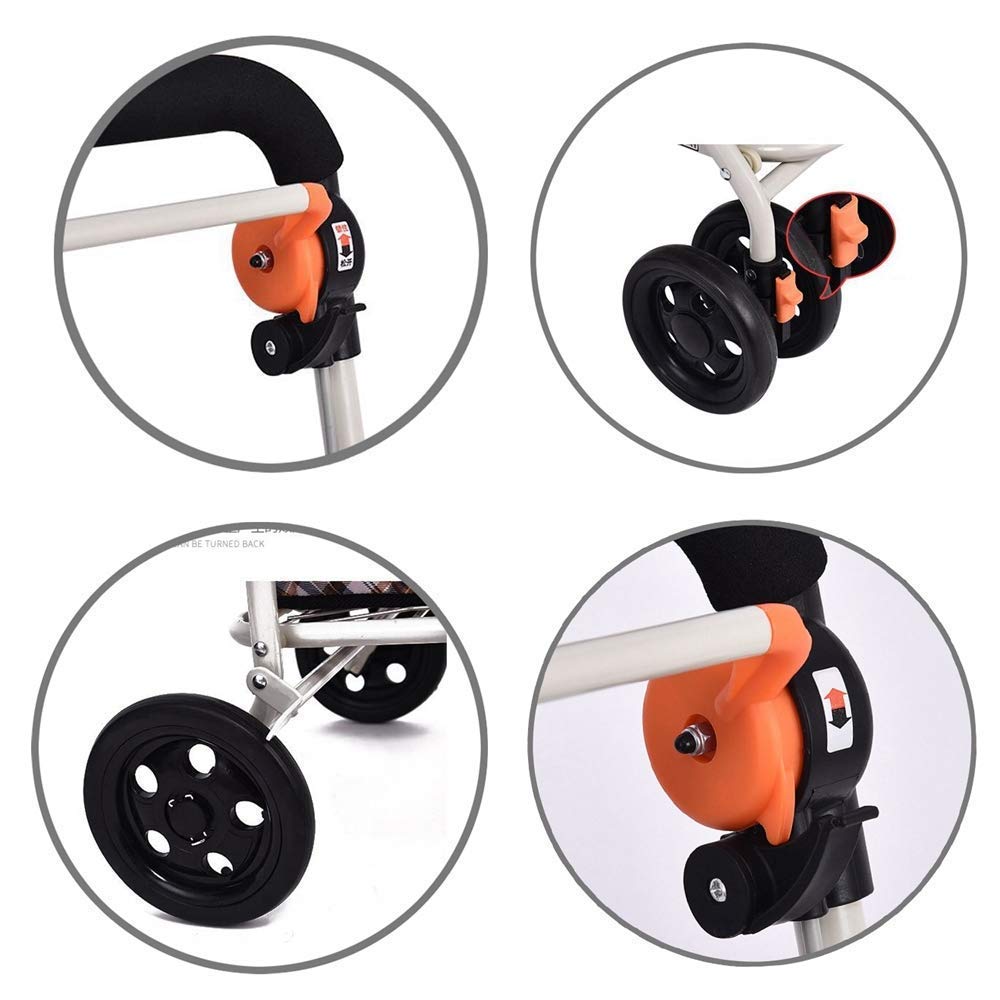 Andador, Carrito de la Compra, Andador Plegable de Cuatro Ruedas, Carrito para Ancianos, Compras para Caminar de Ocio Little Surprise