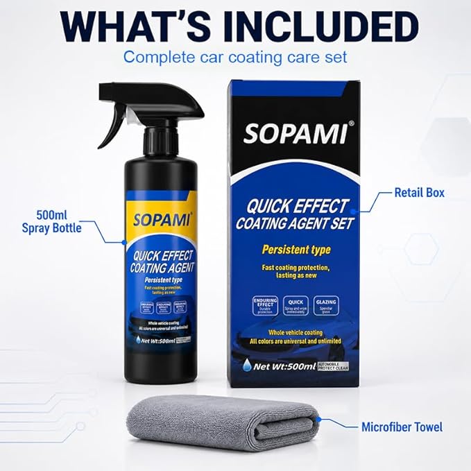 Sopami Car Coating Spray Cera Brillante Multiusos 1 Fl Oz miniatura 2