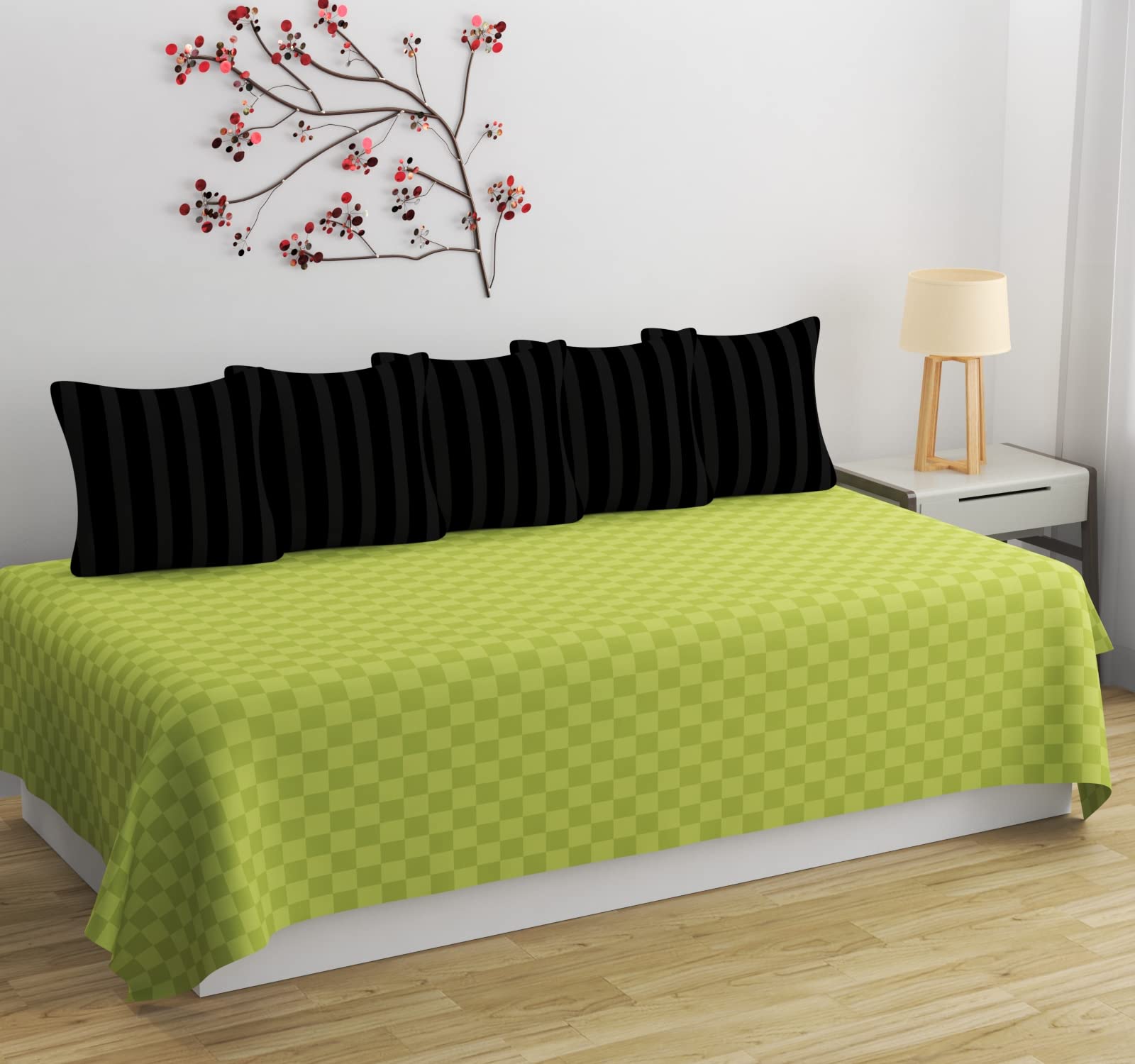 BELVOSTUM Diwan Bedsheet Set of 8 Pieces | Diwan Set 1 Single Bedsheet, 2 Bolster Cover, 5 Cushion Covers | 100% Microfiber Diwan Set for Living Room Dining-image-40