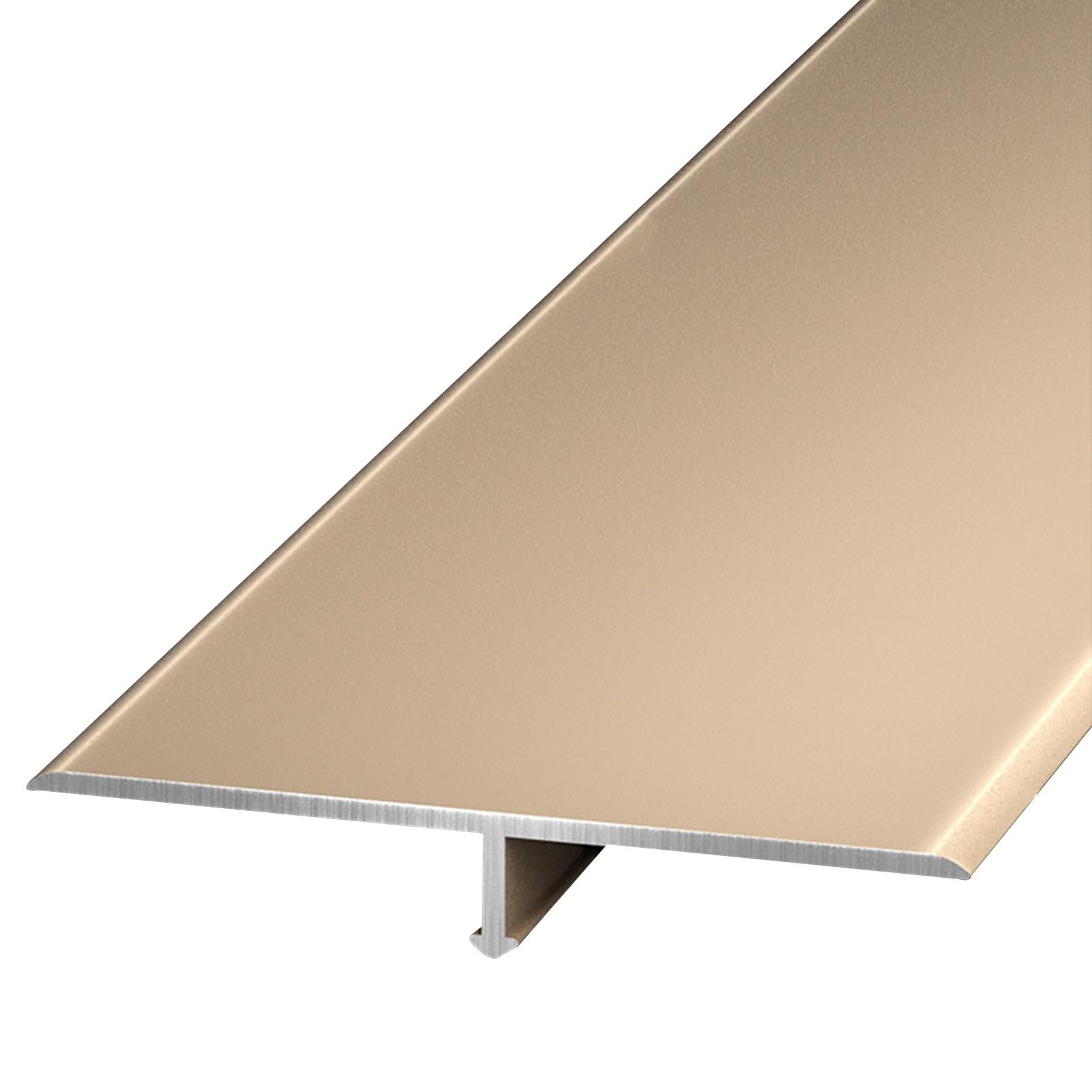 3Pcs Floor Transition Strip Threshold Strip, 35.4" Flat T Molding Divider Bar, Tile to Vinyl Edge Trim Strips, Metal Floor Joining Strips(Gold)