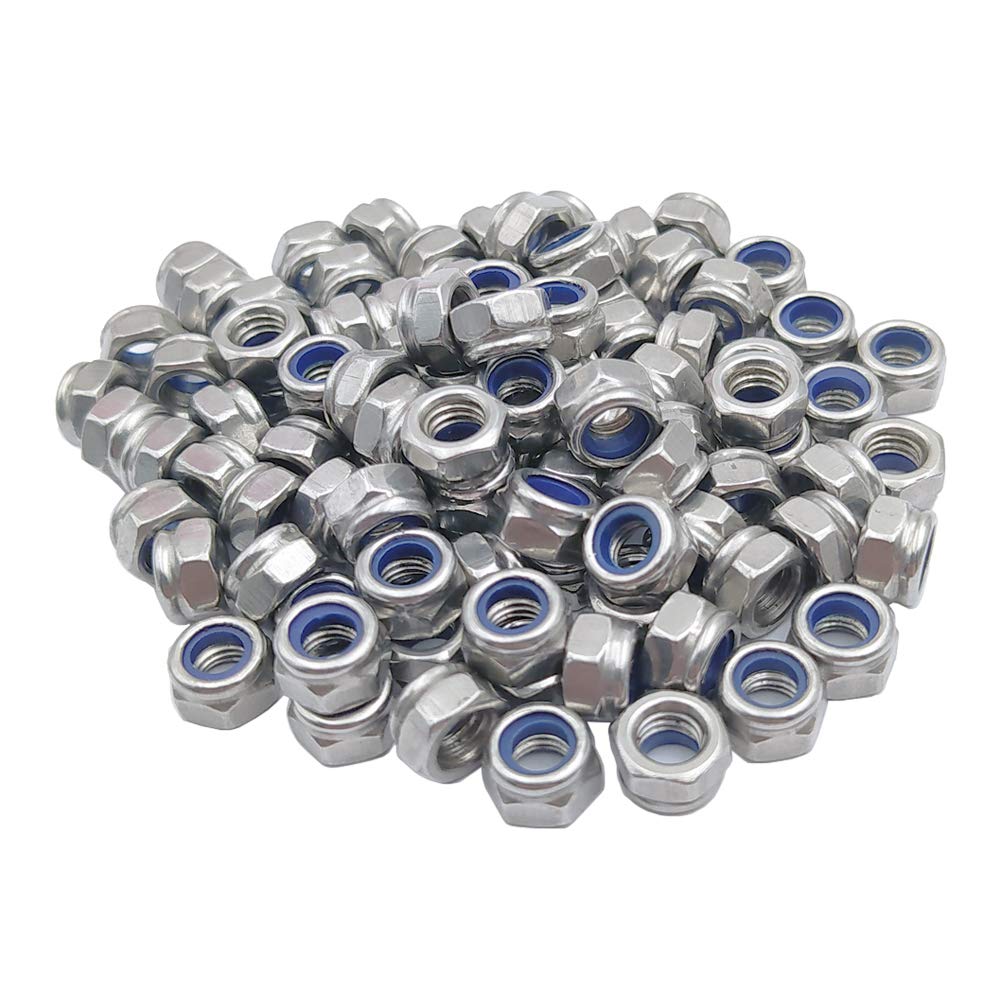 UEVIN 100pcs M4 Nylon Lock Nuts Assortment Kit,Stainless Steel Screw Locknut. (LN-M4)