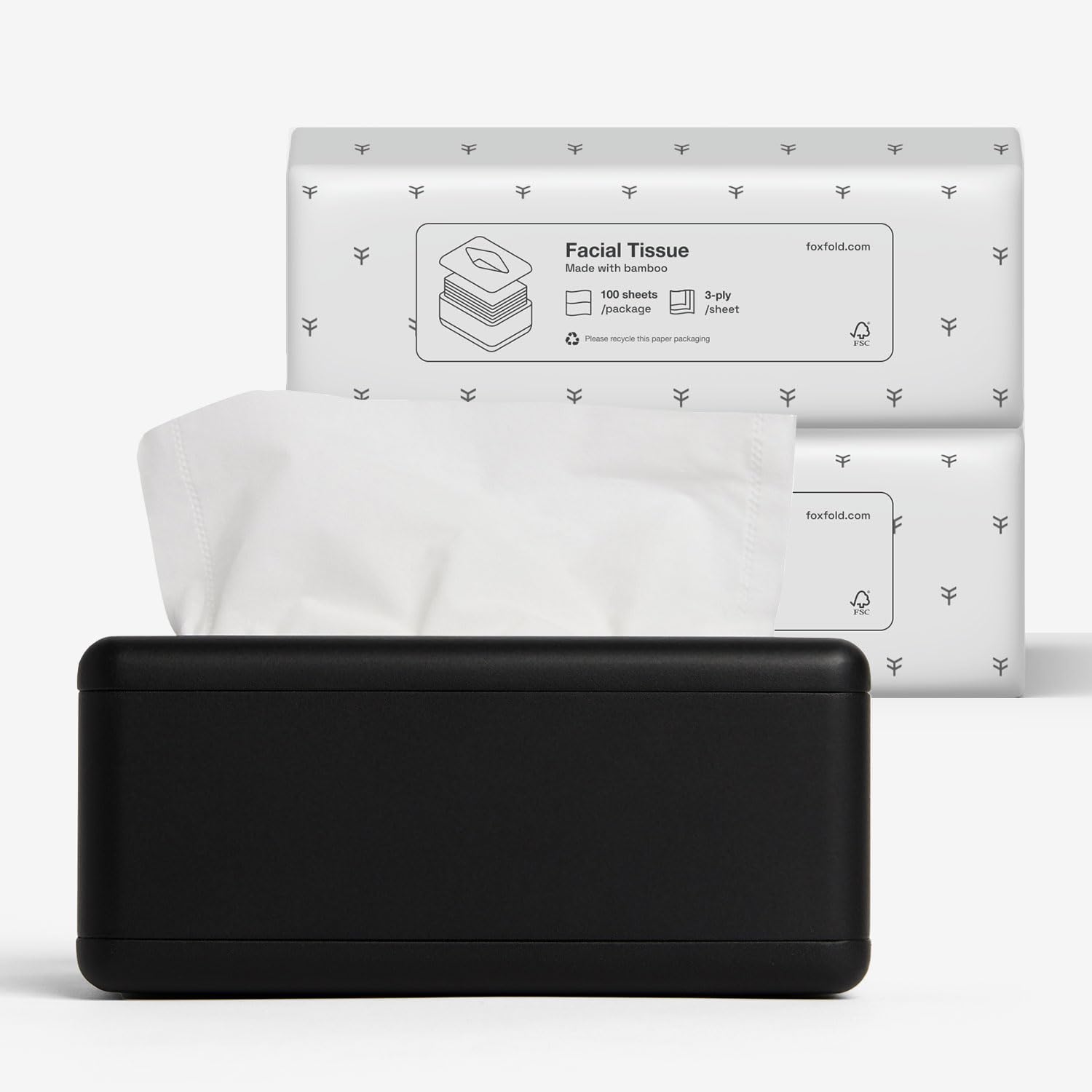 Fox Fold Refillable Facial Tissue Dispenser, Includes 2 Starter