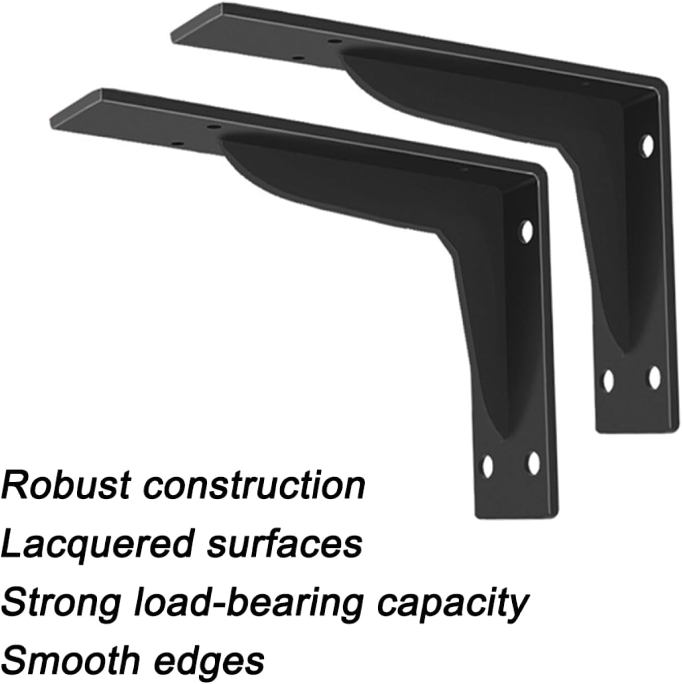 TopHomer Floating Shelf Bracket, Black Bracket for Shelves Heavy Duty L Wall Bracket Corner Brace, Joint Angle Brackets for Hanging Support, Easy to Install (4PCS 19cm/8in)