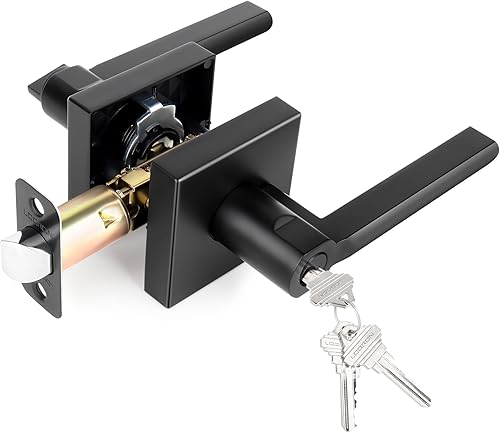 Manija de puerta de entrada con llave, cerradura de puerta cuadrada resistente con llave, manija de puerta interior exterior, reversible, para