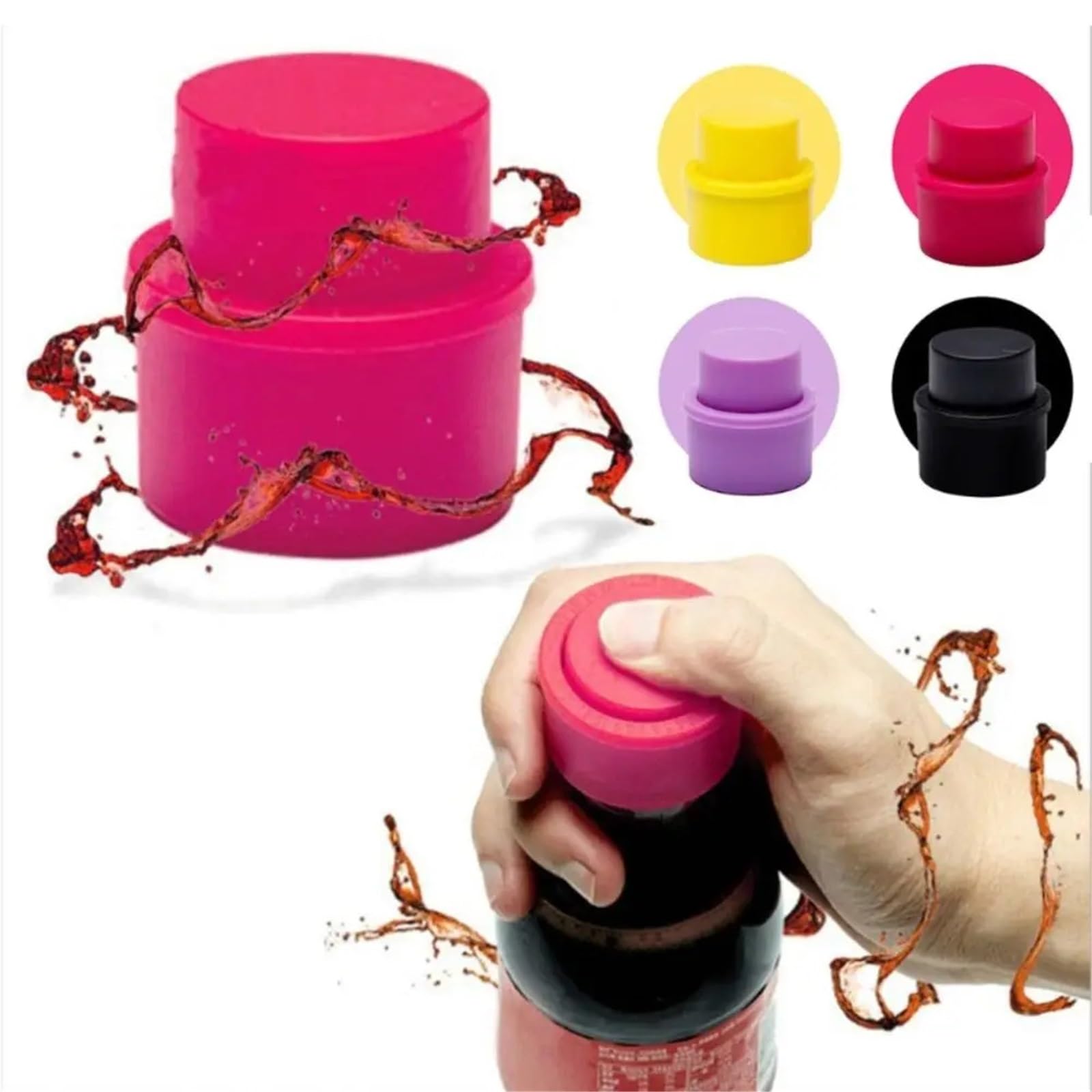 Bouchons de vin gonflables et hermétiques, 8 pièces, bouchons scellage réutilisables for conserver le Champagne, Soda les boissons gazeuses fraîches(Blue)