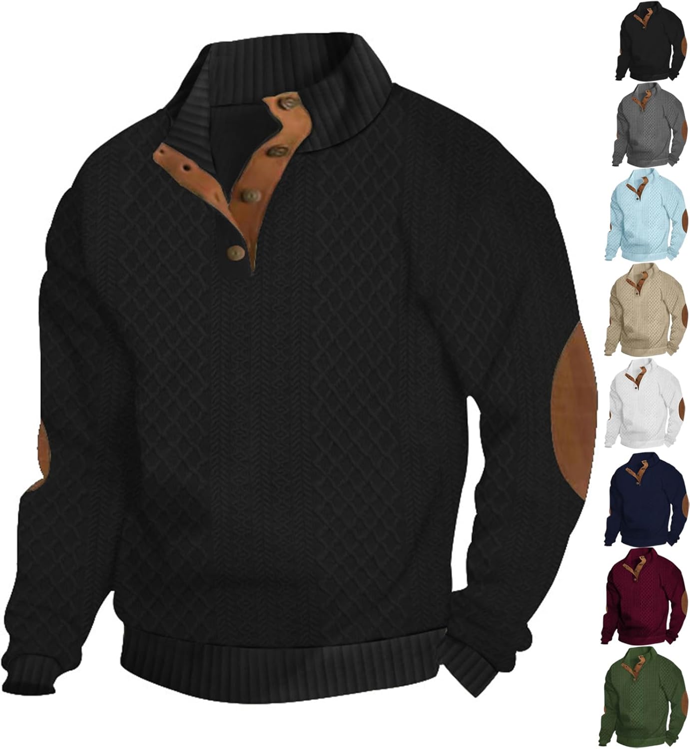 Men's Casual Retro Stand Collar Button Sweatshirt, Sports Sweater Men Lightweight Long Sleeve Cashmere Sweatshirt