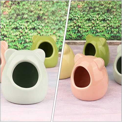Miniatura 9 de iplusmile Mini jaula de hámster para hámster de verano, escondite de animales pequeños, de cerámica, mini jaula para animales pequeños, conejillo de