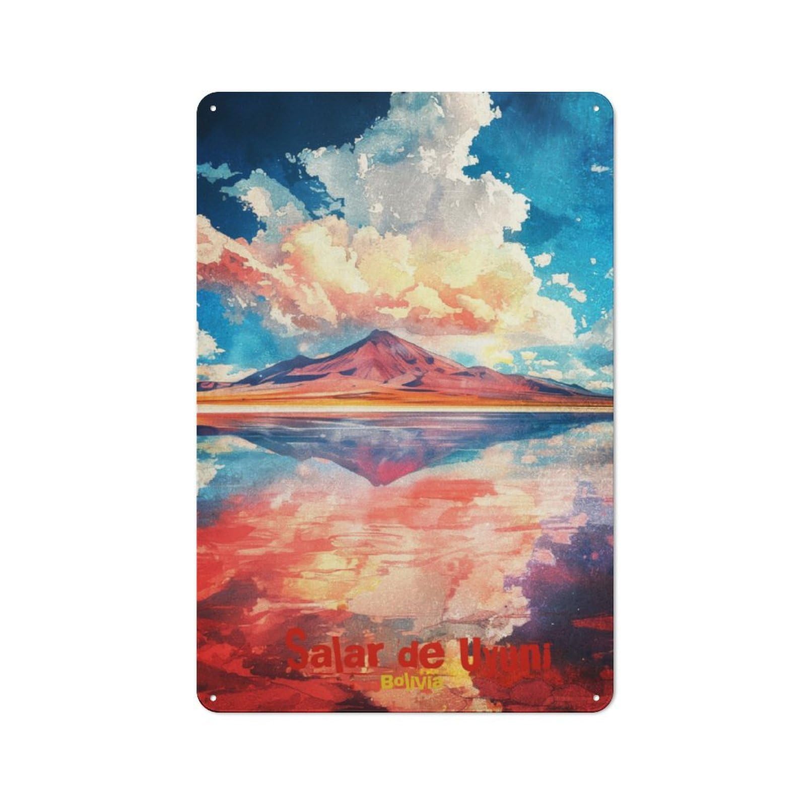 Junmoney Salar De Uyuni Art Retro Metal Sign 30X20cm Featuring For Bar Or Restaurant, For Bar Decor Enthusiasts