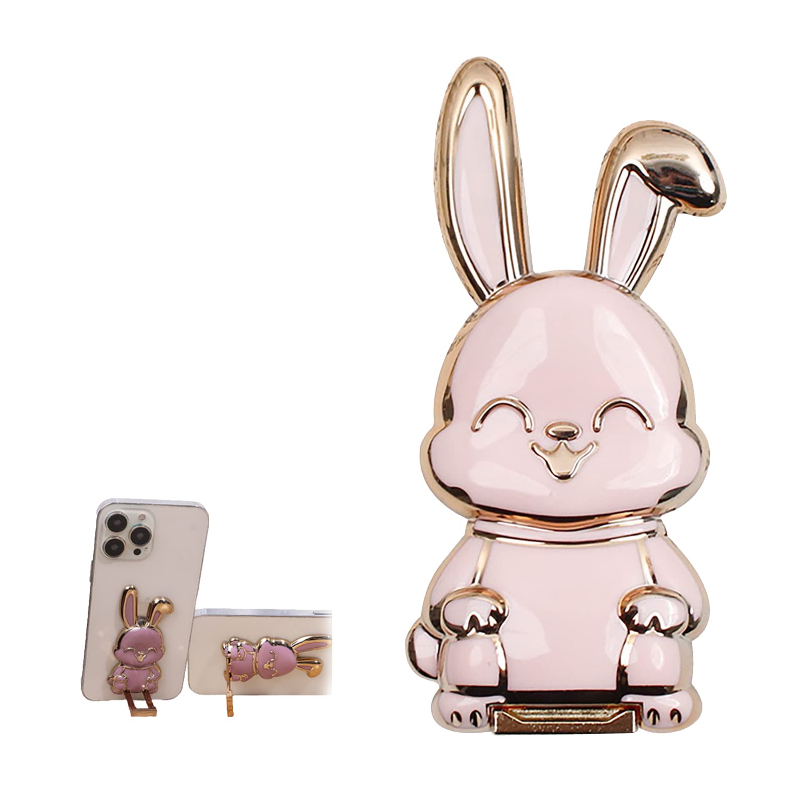 COTTNY Foldable Bunny Phone Bracket, Easter Bunny Phone Holder, Portable Cute Rabbit Universal Phone Stand with Pull Rod & Folding Design for Enjoy the Drama Time with Unrestricted Posture