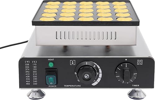 Mini panqueques holandés eléctrico para 25 panqueques en forma de corazón, 900 W, sartén comercial para panqueques, plancha antiadherente, para