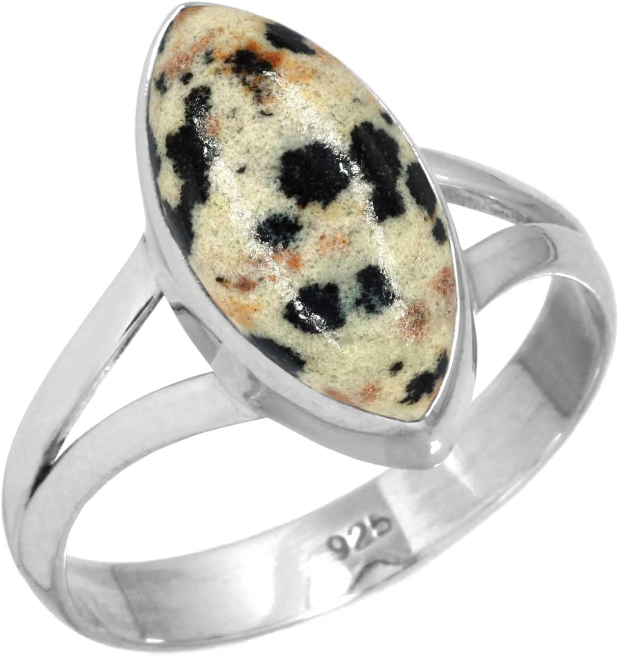 Genuine 925 Sterling Silver Handmade Jewelry Marquise Turquoise, Pearl, Onyx, Crystal Natural Gemstone Boho Ring For Women