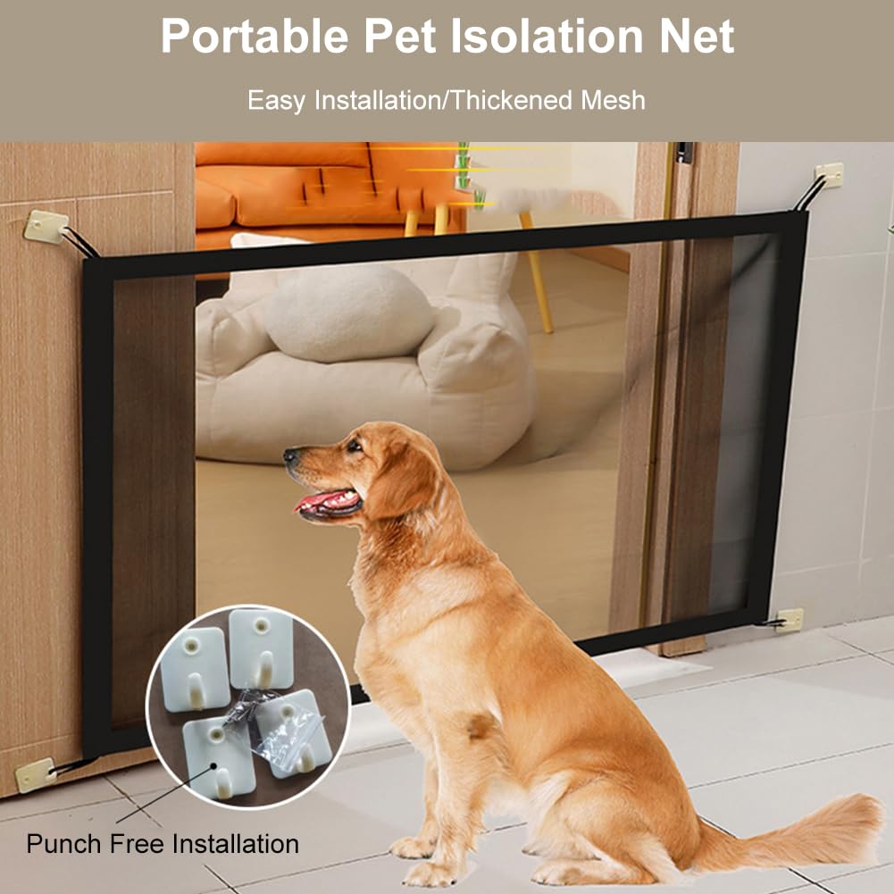 Barrera de Seguridad para Niños y Mascotas - Puerta Mágica 100 * 78cm - Red de Seguridad para Escaleras y Pasillos - Valla para Perros