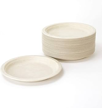 大量有、福岡市直接取り引き　使い捨てお皿　バガス　大量有り　1枚150円→21円 Amazon.co.jp: ストリックスデザイン 使い捨て 紙皿 50枚 18cm