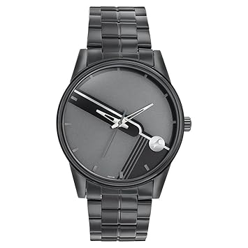 Fastrack Stunners Quartz Analog Grey Dial Black Stainless Steel Strap Watch for Guys - NT3305NM02