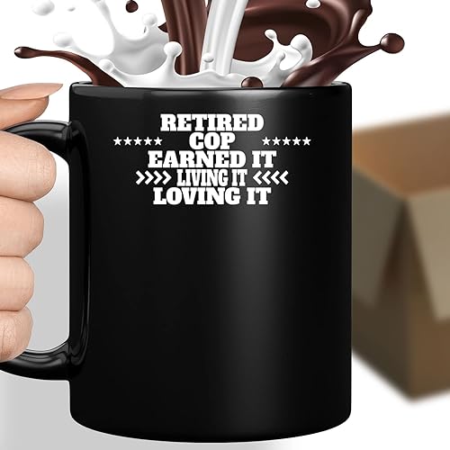 Coffee Mug Cop - Retired Cop Earned It Living It Loving It - Funny - Humor Present for Halloween Birthday Christmas 742146