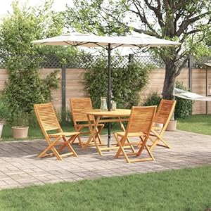 vidaXL 4-Delige Inklapbare Tuinmeubel Set In Massief Acaciahout Weerbestendige Buitentafel En Stoelen Compact & Ruimtebesparend Ontwerp Voor Patio Terras Gebruik Stoelen Tafels Houten