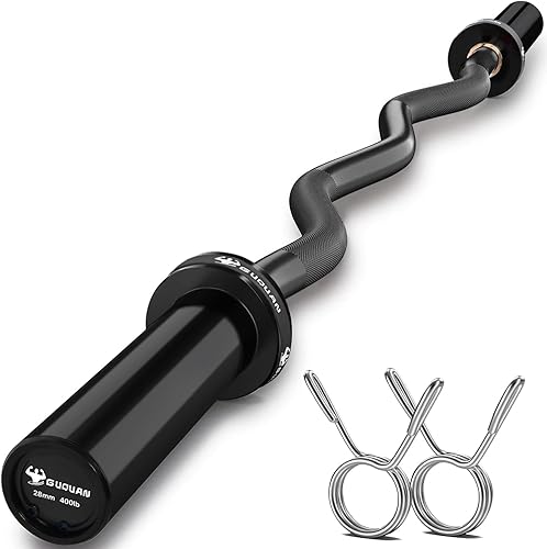 Miniatura 9 de Olympic EZ - Barra de pesas olímpica, 400 libras, barra de peso olímpica, barra de peso de 4 pies con agarre moleteado para placas de peso de 2