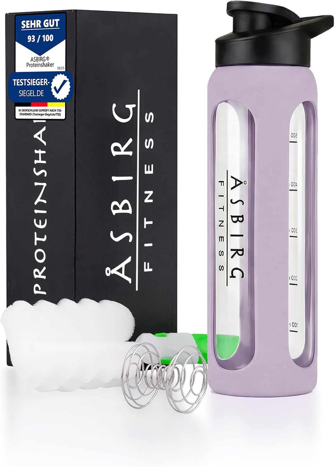 Fitness | 24 oz Glass Protein Shaker Bottle – BPA-Free, Leakproof Lid, Stainless Steel Mixing Ball & Silicone Sleeve – Gym Shaker for Smoothies, Shakes & Pre-Workout – Pink
