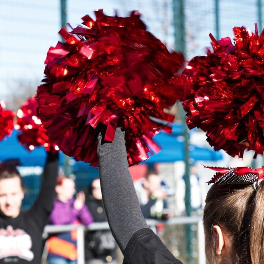 Miniatura 6 de Hooshing - Paquete de 2pompones de animadora con mango tipo bastón, pompones para espíritu de equipo, deportes, bailes, animación, para niños,