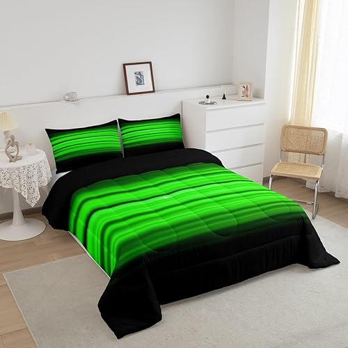 Miniatura 2 de Erosebridal Juego de edredón para niños y adolescentes, juego de ropa de cama con diseño abstracto de rayas geométricas para niños y adolescentes,