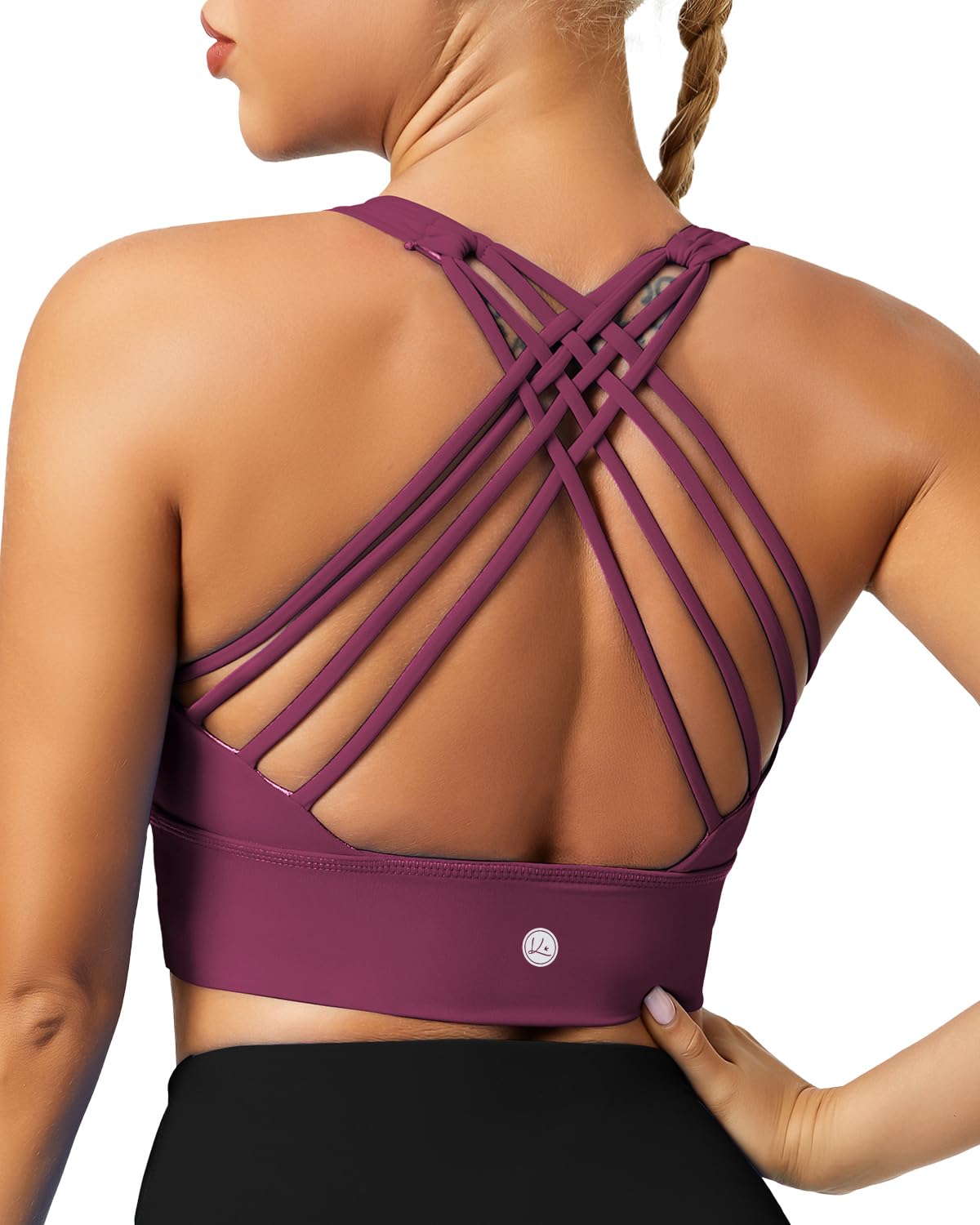 Queenie Ke BareLuxe Sports Bras for Women Padded Medium Support for Yoga Cross Back Strappy Square Neck Workout Tops — view 7