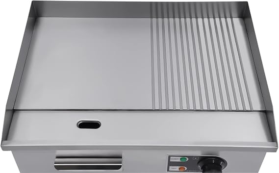 Commercial Flat Top Grill, 22 Extra Large Commercial Electric Griddle, 1600W high working power Tabletop Flat Top Grill Indoor for BBQ Pancake Chicken, Adjustable Temperature 122F-572F