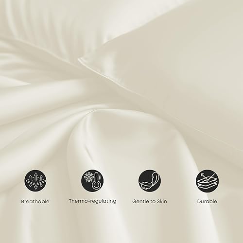 Miniatura 3 de Linenwalas Juego de 2 fundas de almohada de seda de bambú de rayón derivado de bambú, funda de almohada suave y transpirable, fundas de almohada