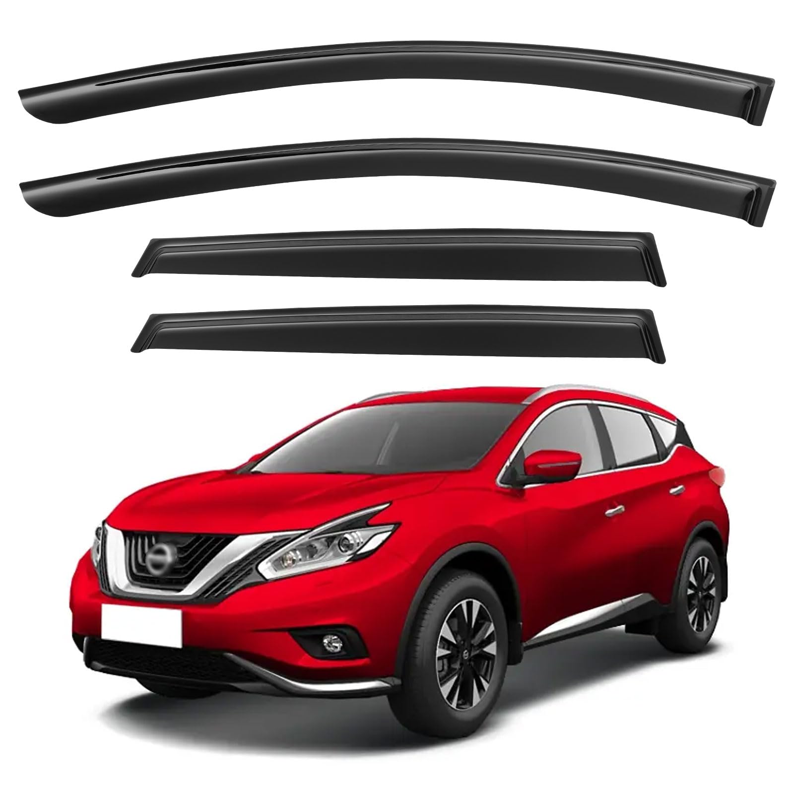 Window Visors Rain Guards for 2015-2024 Nissan Murano | Out-Channel Window Vent Wind Deflectors Visors Shades Protectors for 15-24 Nissan Murano S SV SL Platinum