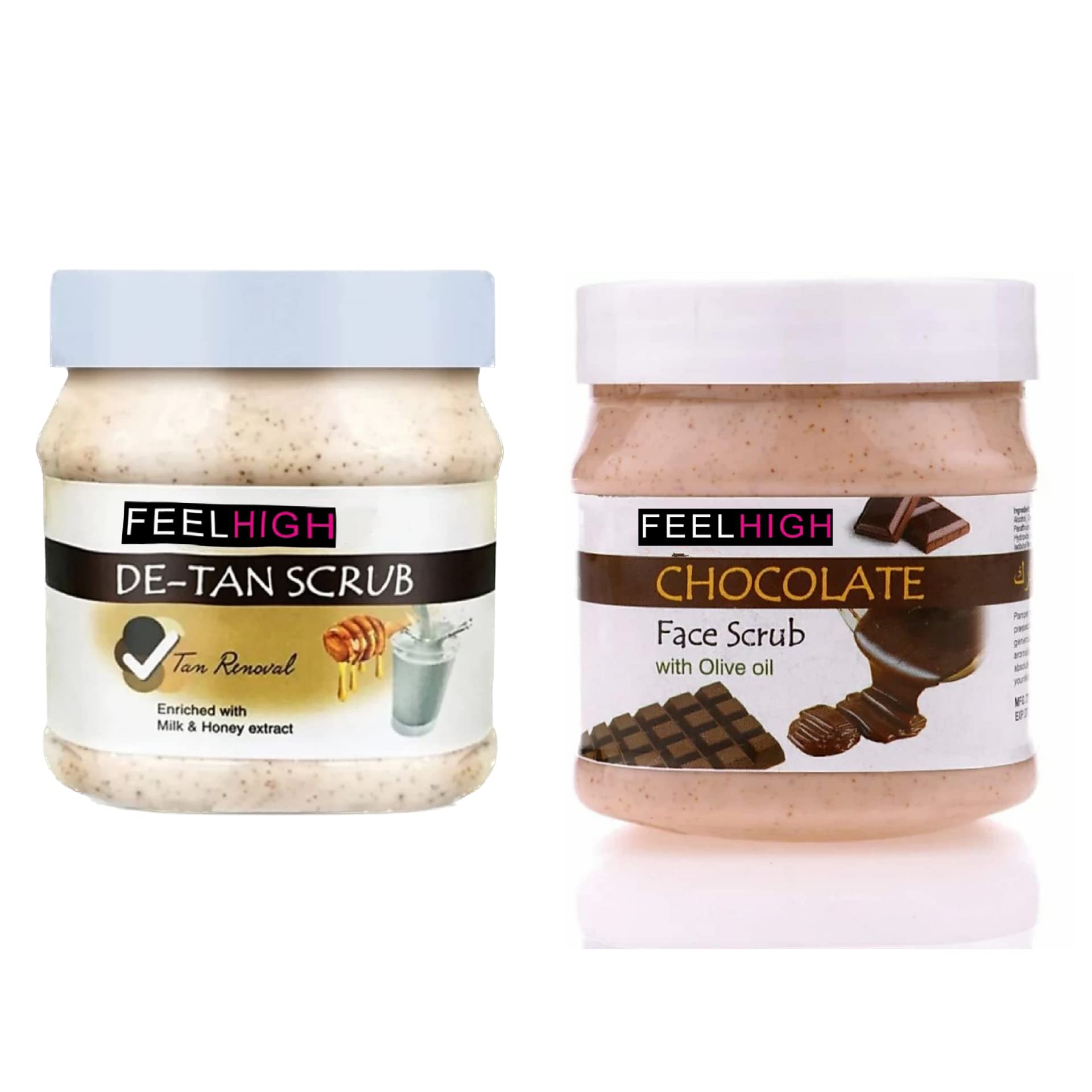 Feelhigh De-tan Scrub-500ml & Chocolate Scrub With olive oil500ml -Skin care products Scrub